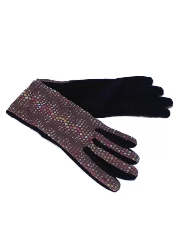 Bottega del Guanto | Mustard yellow and black pile fashion gloves women 2