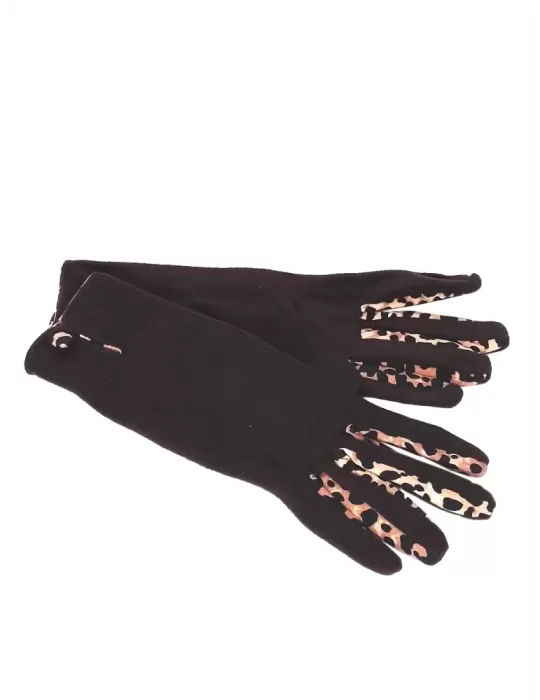 Bottega del Guanto | Brown animal printed fingers pile gloves