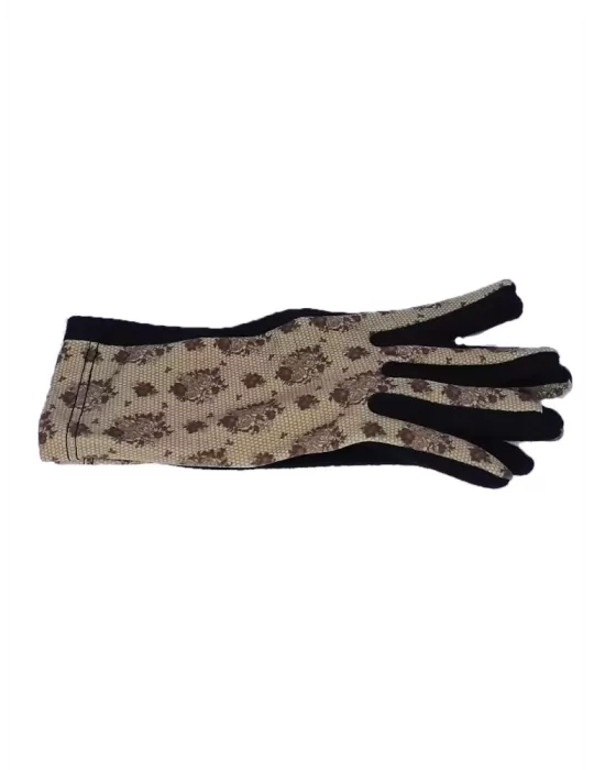 Dove brown lace pattern black fashion pile gloves Dove brown lace pattern black fashion pile gloves