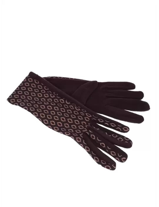 Bottega del Guanto | Guanti donna eleganti pile marrone micro fantasia
