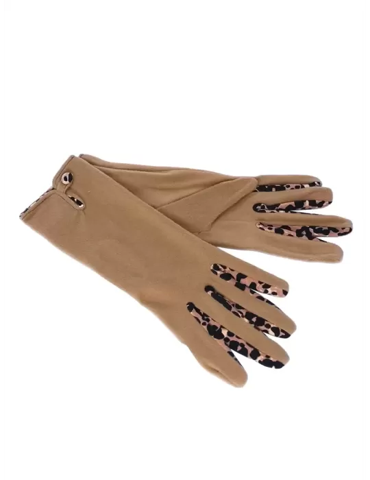 Bottega del Guanto | Guanti donna cammello con profili animalier