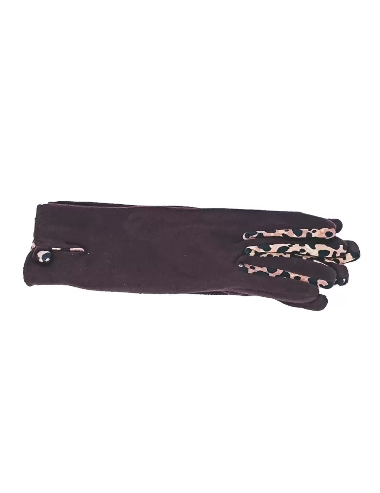 Bottega del Guanto | Brown animal printed fingers pile gloves Bottega del Guanto | Brown animal printed fingers pile gloves