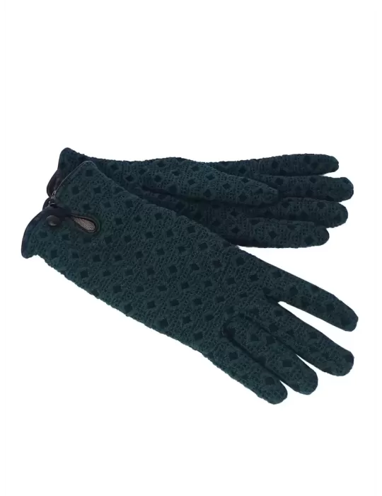 Cashmere lining leather profiles green cotton gloves
