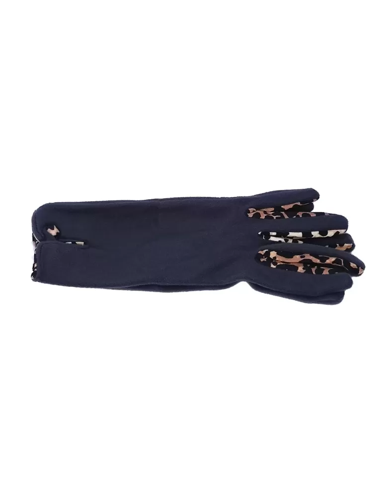 Animal printed details dark grey pile gloves Animal printed details dark grey pile gloves