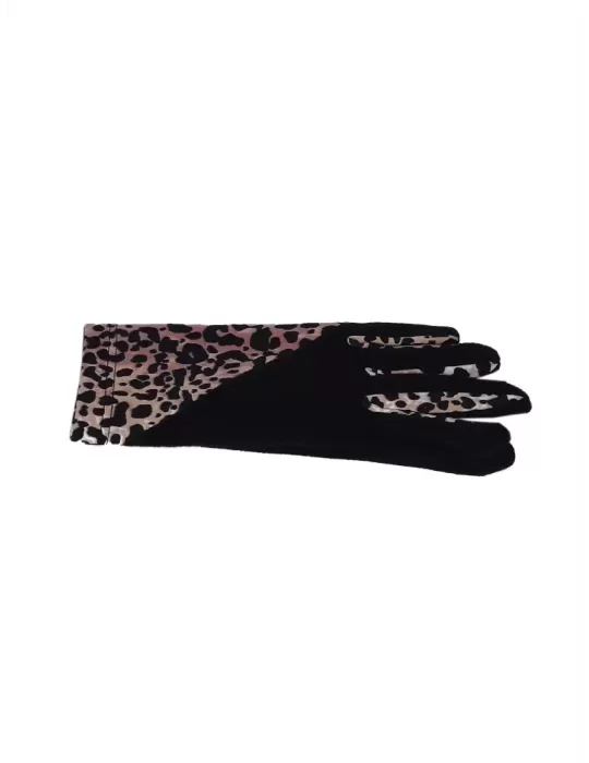 Animal printed details camel brown pile gloves Animal printed details camel brown pile gloves