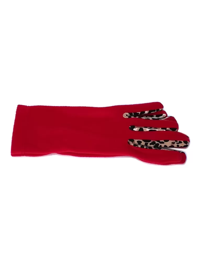 Bottega del Guanto | Red Animal printed fingers pile gloves Bottega del Guanto | Red Animal printed fingers pile gloves