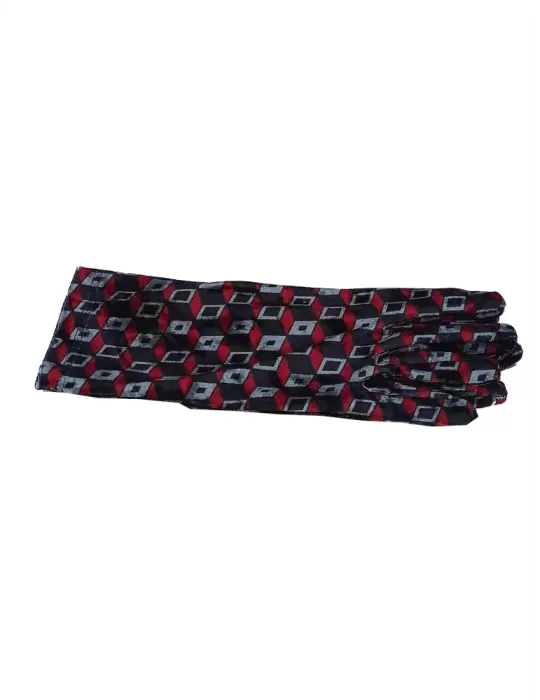 Bottega del Guanto | Guanti velluto fantasia geometrica rosso e grigio Bottega del Guanto | Guanti velluto fantasia geometrica rosso e grigio