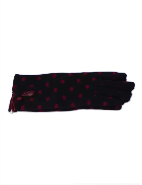 Cashmere lining leather profiles red polka dots cotton gloves Cashmere lining leather profiles red polka dots cotton gloves