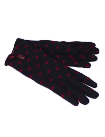 Cashmere lining leather profiles red polka dots cotton gloves 2