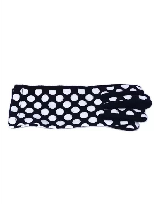 Bottega de Guanto | White polka dots pattern black pile fashion gloves Bottega de Guanto | White polka dots pattern black pile fashion gloves