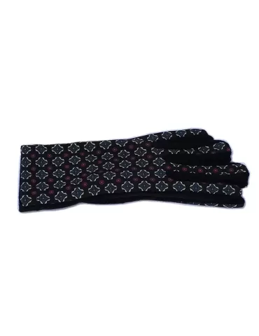 Fuchsia and green pattern black fashion pile gloves