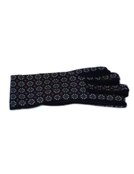 Fuchsia and green pattern black fashion pile gloves Fuchsia and green pattern black fashion pile gloves
