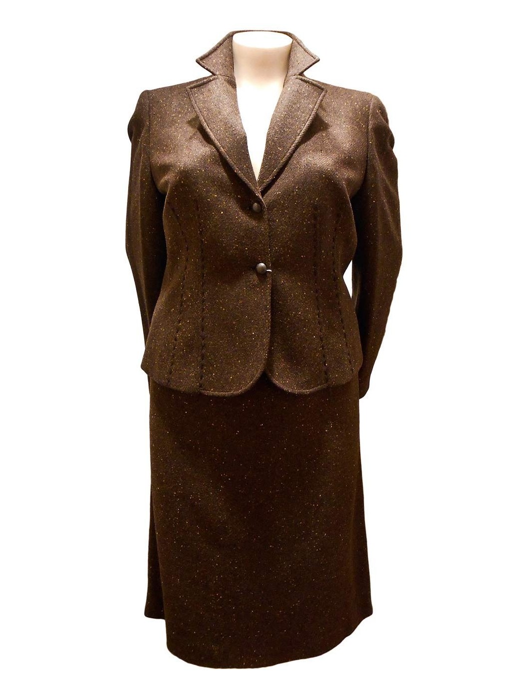 Tweed brązowy garnitur