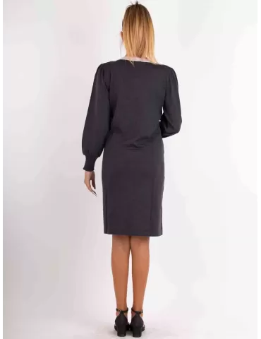 Mercuriali plus size pure wool grey and pink sheath dress 2