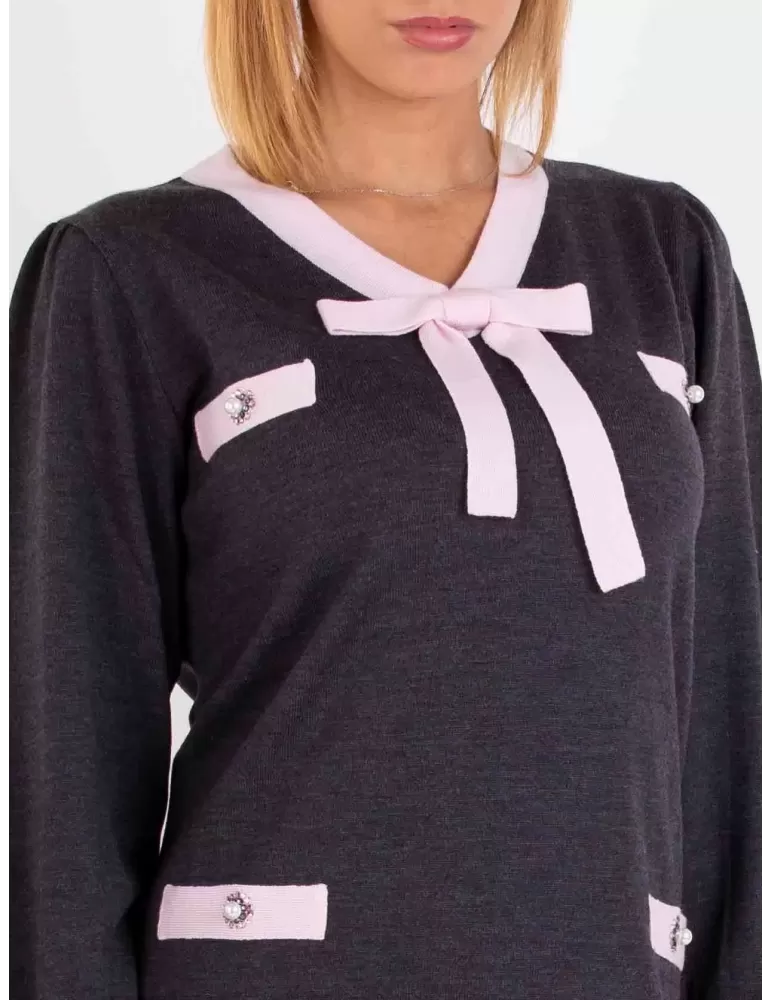 Mercuriali plus size pure wool grey and pink sheath dress