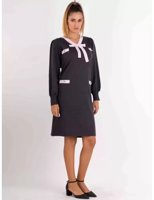 Mercuriali plus size pure wool grey and pink sheath dress Mercuriali plus size pure wool grey and pink sheath dress