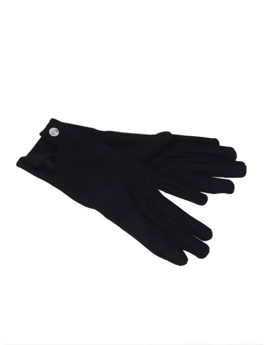 Bottega de Guanto | Black formal stretch glove with Swarovski button