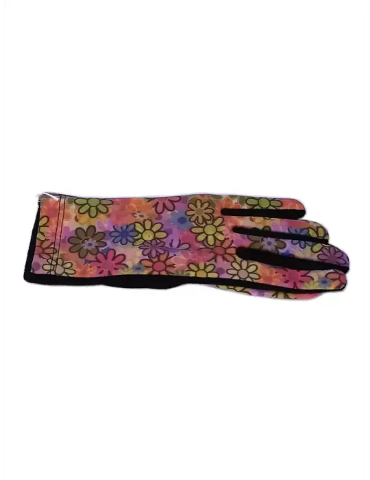 Bottega de Guanto | Hippie flowers pattern black pile fashion gloves Bottega de Guanto | Hippie flowers pattern black pile fashion gloves