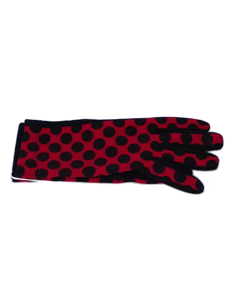 Bottega de Guanto | Black and red polka dots fashion pile women gloves Bottega de Guanto | Black and red polka dots fashion pile women gloves
