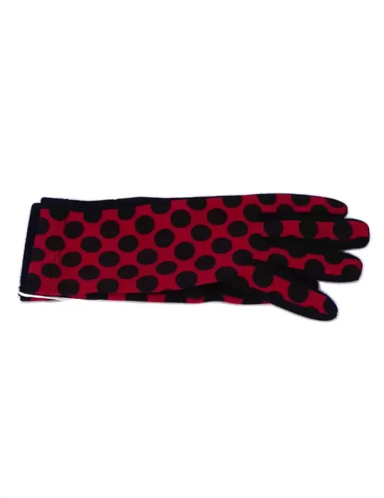 Bottega del Guanto | Guanti donna pile con fantasia pois rosso e nero Bottega del Guanto | Guanti donna pile con fantasia pois rosso e nero