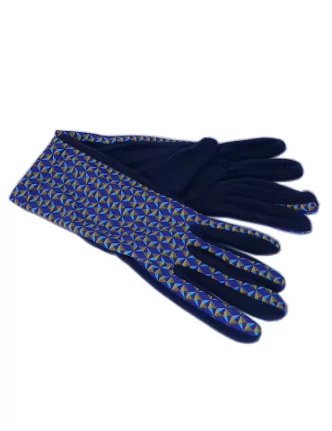 Purple and turquoise diamond pattern blue fashion pile gloves 2