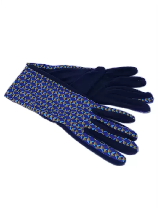 Bottega de Guanto | Diamond pattern blue fashion pile women gloves