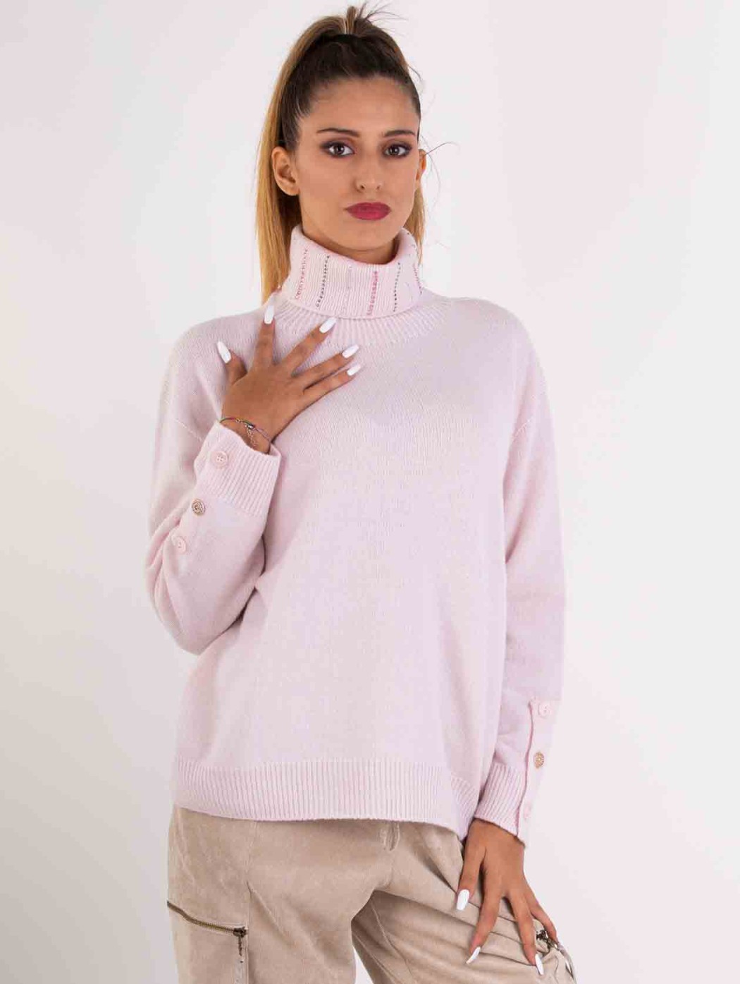 Pink cashmere wool turtle...
