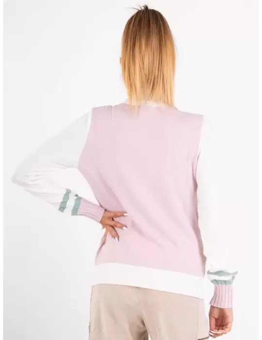 Tricot Chic Luxury Knitwear | Pink cashmere sweater leather embroidery