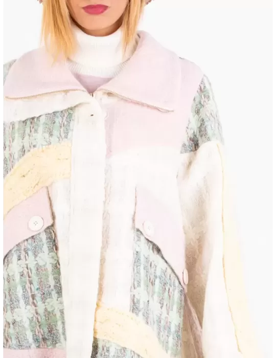 Tricot Chic Luxury Italy | Pastel colors patchwork wool tweed jacket