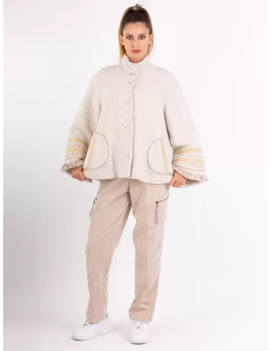 Tricot Chic | Pantaloni cargo velluto millerighe beige fino alla tg 52