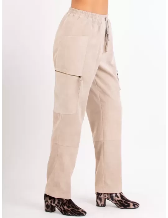 Tricot Chic | Pantaloni cargo velluto millerighe beige fino alla tg 52