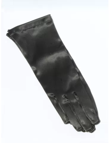 Guanti eleganti di raso nero da sera o cerimonia lunghezza 24 cm