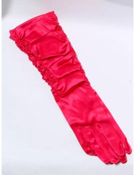 Fuchsia formal draped silk gloves 37 cm lenght Fuchsia formal draped silk gloves 37 cm lenght