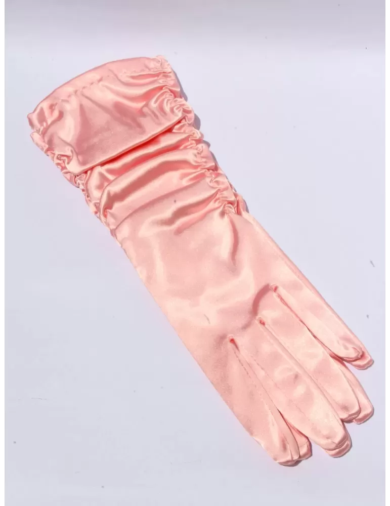 Pink formal draped silk gloves 28 cm lenght Pink formal draped silk gloves 28 cm lenght