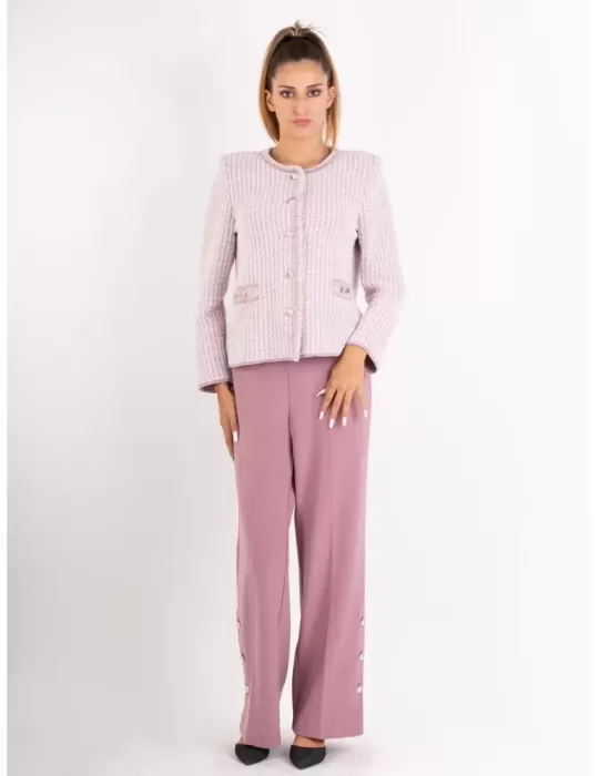 Aldo Colombo | Giacca chanel tweed bianco e rosa lurex fino alla tg 52