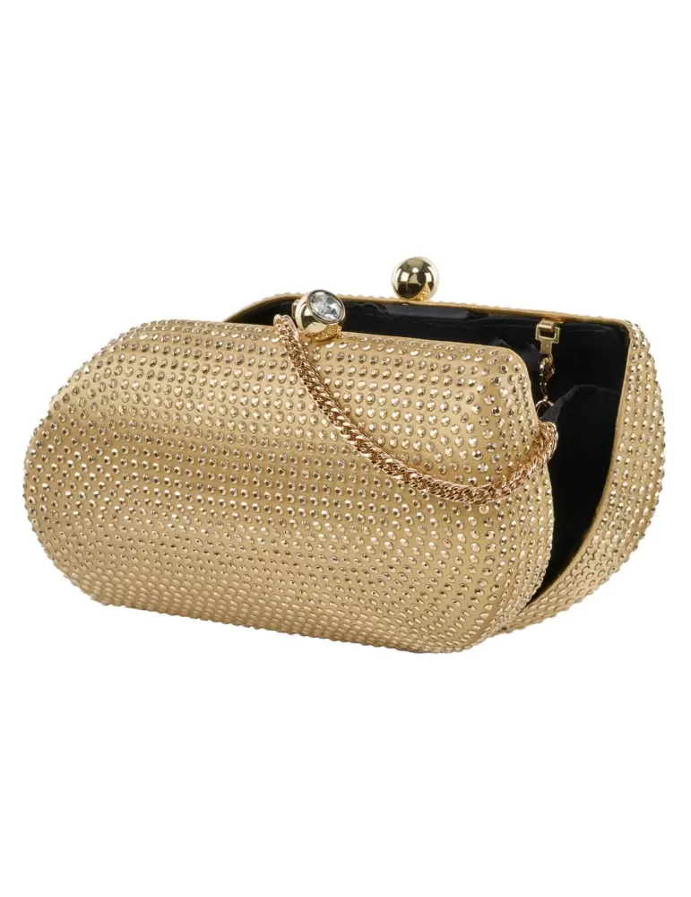 Borsa gioiello oro con borchie e strass Anna Cecere Bags aca644