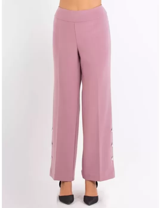 Aldo Colombo Italy | Finest merino wool and silk pink palazzo trousers Aldo Colombo Italy | Finest merino wool and silk pink palazzo trousers