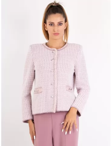 Aldo Colombo white and pink lurex tweed wool jacket