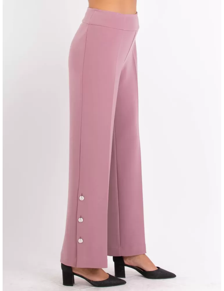 Aldo Colombo Italy | Finest merino wool and silk pink palazzo trousers
