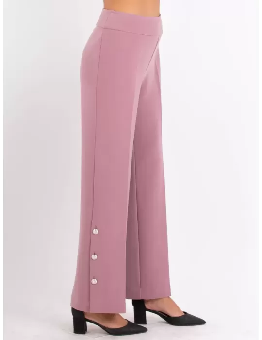 Aldo Colombo Italy | Finest merino wool and silk pink palazzo trousers