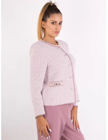 Aldo Colombo | Giacca chanel tweed bianco e rosa lurex fino alla tg 52 2