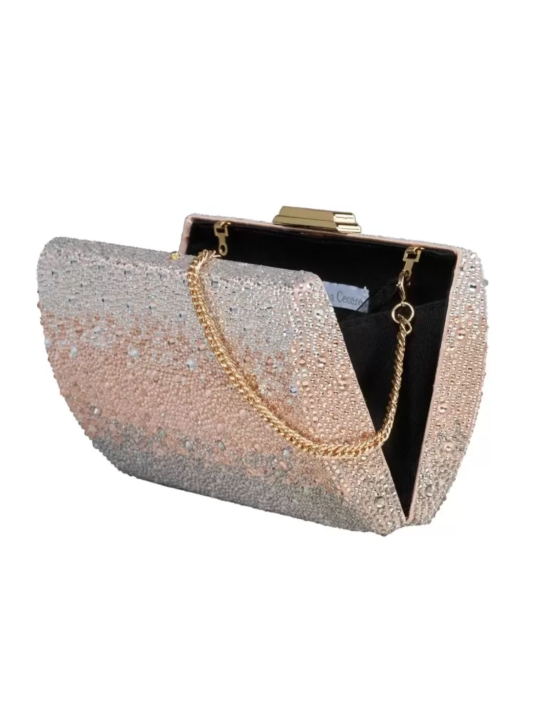 Silver pink shadows lavish purse crystal jewel bag | Anna Cecere aca629