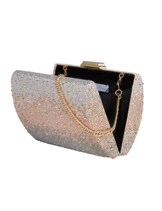 Silver pink shadows lavish purse crystal jewel bag | Anna Cecere aca629