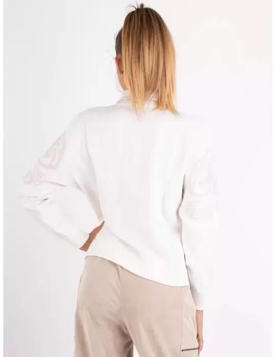TRICOT CHIC A/I 2023-24 | Giacca lana jacquard panna e rosa fino tg 52