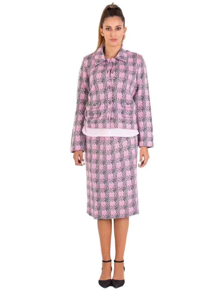 Francesca Mercuriali A/I 2023-24 | Gonna midi lana rosa e grigio