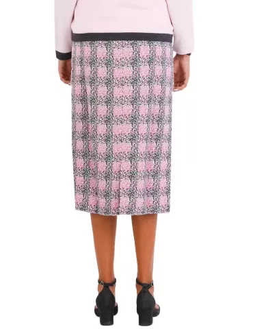 Francesca Mercuriali pink and grey wool jacquard midi skirt 2