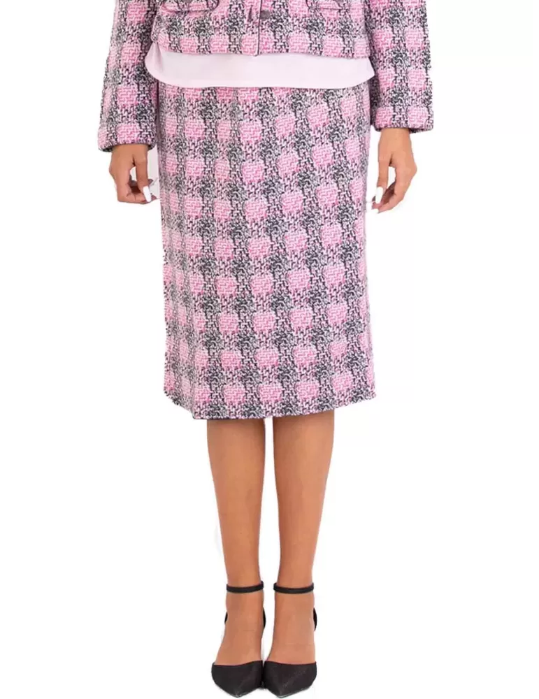 Francesca Mercuriali pink and grey wool jacquard midi skirt Francesca Mercuriali pink and grey wool jacquard midi skirt