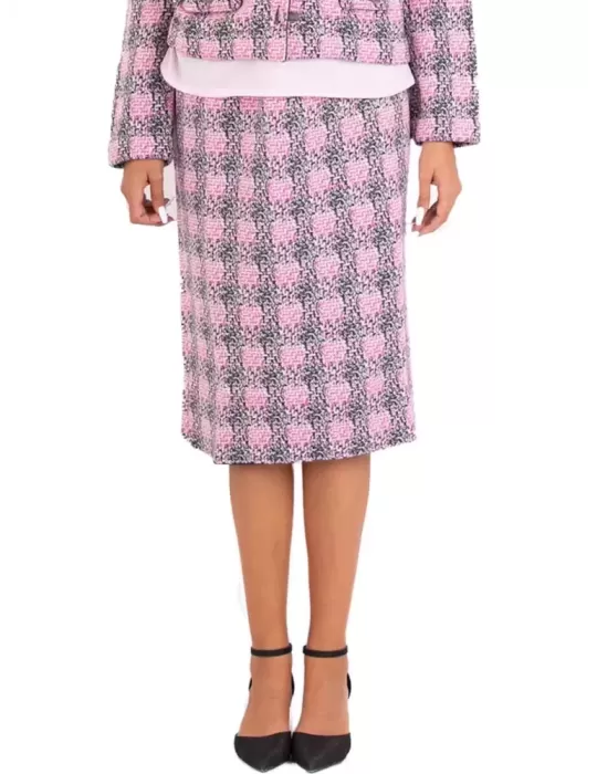 Francesca Mercuriali pink and grey wool jacquard midi skirt Francesca Mercuriali pink and grey wool jacquard midi skirt