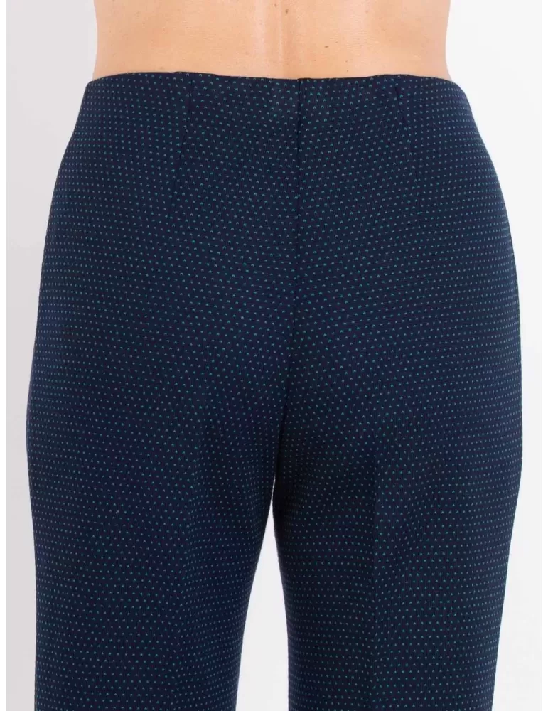 Aldo Colombo online | Pantaloni pura lana blu microfantasia verde