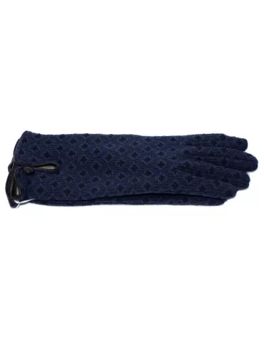 Cashmere lining leather profiles black and blue cotton gloves